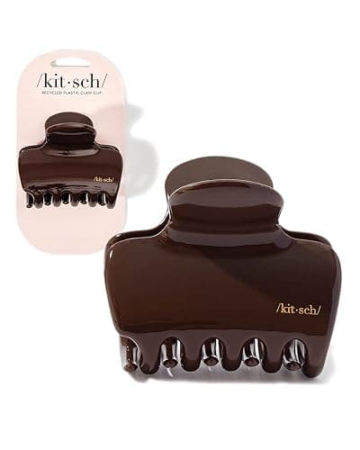 Kitsch Plastic Puffy Claw Clip for Women - 3.15 Inches Claw Clips for Full or Half Ponytail, Secure Hold for Thick Hair, Stylish Hair Accessories | Ideal Gifts for Women - Chocolate, 1pc - Image 1