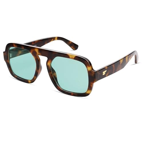 VANLINKER Oversized Retro Square Aviator Sunglasses for Women Men 70s Vintage Style Trendy Big Flat Top Sun Glasses VL9826 - Image 1