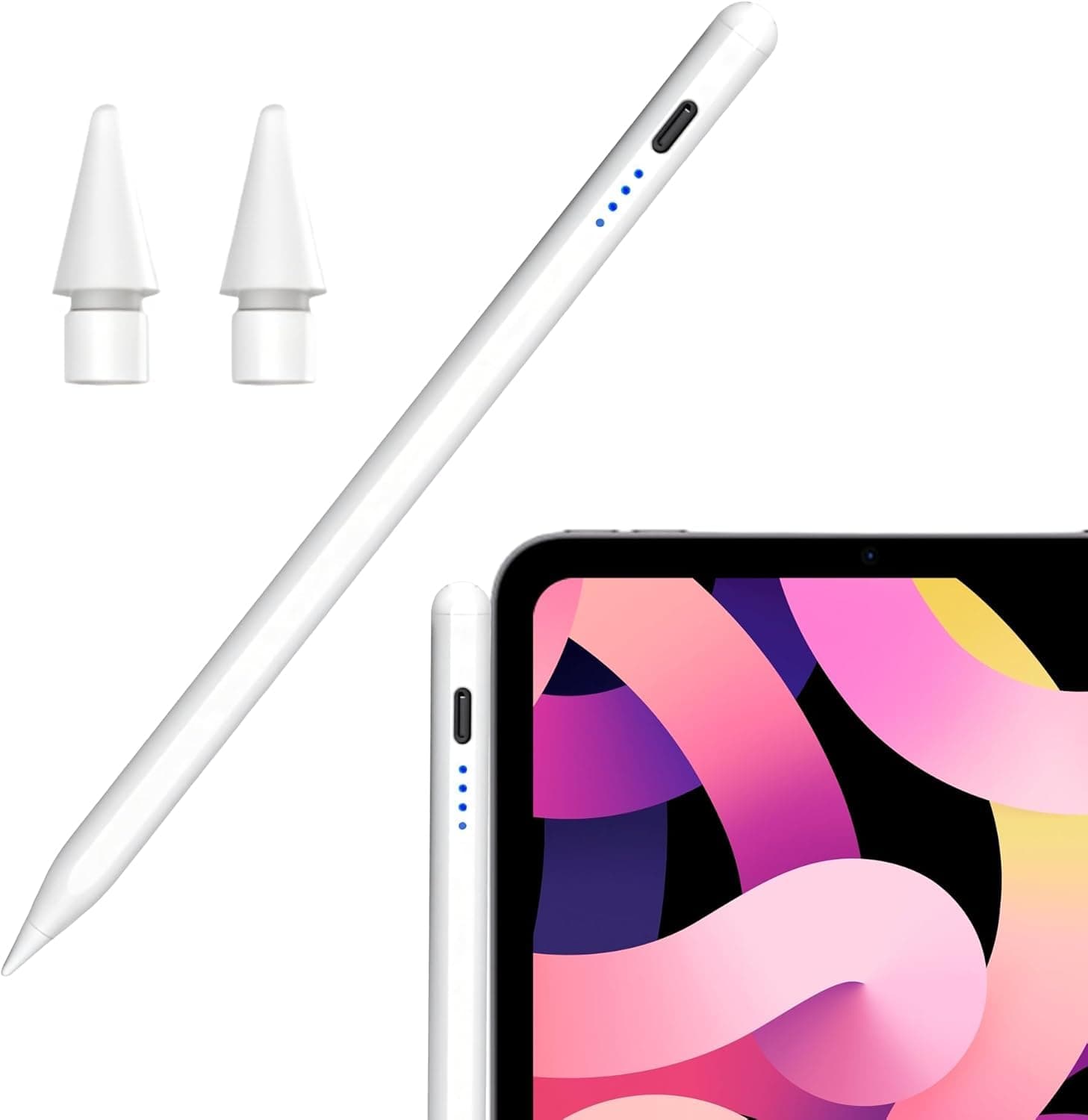 Caneta Digital Stylus para Tela Touch, Capacitiva com Ponta Fina, 2 Pontas Extras, Compatível com iOS/Android/Windows - Image 1