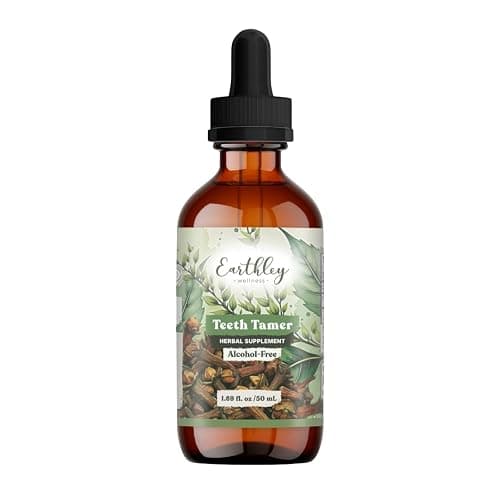 Earthley Wellness Teeth Tamer, Teething Relief for Babies & Kids, Organic Herbal Formula, Soothes Drooling, Gum Discomfort & Irritability, Sugar-Free, 3+ Month Supply (1.69 oz Glass, 500 doses) - Image 1