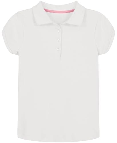 Nautica Girls' School Uniform Short Sleeve Polo Shirt, Button Closure, Soft Pique Fabric - 16-18 Plus - White - Image 1