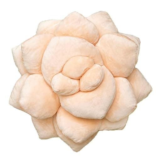 Green Philosophy Co. Succulent® Pillow 16" – Soft 3D Decorative Flower Throw Pillow, Unique Blush Peach Plush Flower Cushion, Perfect for Couch, Sofa, Bedroom Decor, Gift for Plant Lovers - Image 1