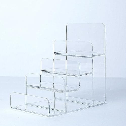 WEIHAOSKY Acrylic Wallet Display Stand Purse Handbag Organizer, Clear Jewelry Riser Display Stand Purse Display Rack, Acrylic Display Shelf for Cosmetic Perfume Jewelry Sunglasses Handbag (4 Tier) - Image 1
