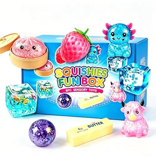 8PCS Squishy Box Mystery Fun Set Pack, Blind Malt Sugar Creative Slow Return Squishies, Relief Hand Relax Desk Decor Party Favor Gifts for Adult (8PCS B) - Image 1