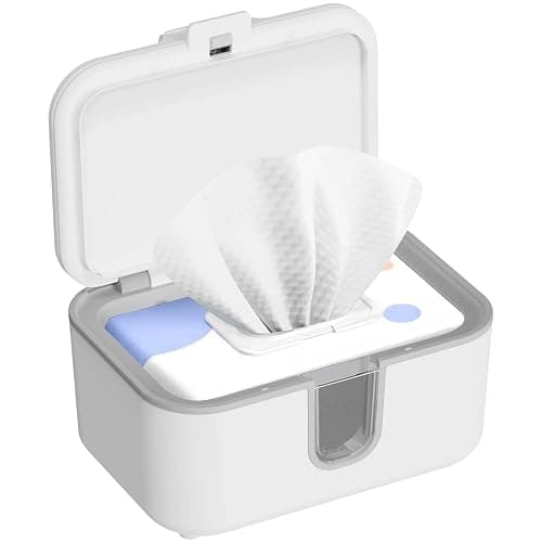 KOSTTE Baby Wipes Warmer, Larger Capacity Wipe Dispenser, Even Heating Diaper Wipe Warmer with Night Light, On/Off Switch, White - Image 1