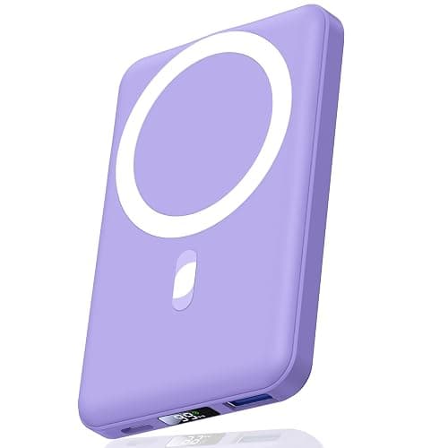AOGUERBE for Magsafe Portable Charger, 10000mAh Wireless Magnetic Power Bank PD 22.5W Fast Charging Battery Pack with LED Display for iPhone 17/16/15/14/13/12 Series-Purple - Image 1