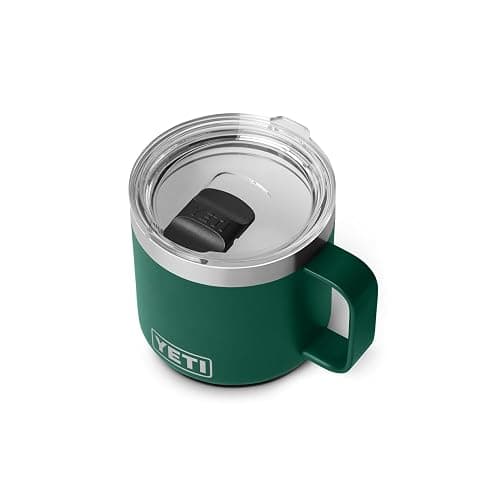 YETI Rambler 14 oz Ceramic Lined Stackable Mug, Vacuum Insulated, Stainless Steel with MagSlider Lid, Black Forest Green - Image 1