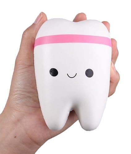 Anboor 4.4" Squishies Jumbo Kawaii Teeth Slow Rising Squishys Tooth Toy for Kids Soft Scented Stress Relief Cute Squeeze Squish Toy Dentist 1 Pcs Color Random - Image 1