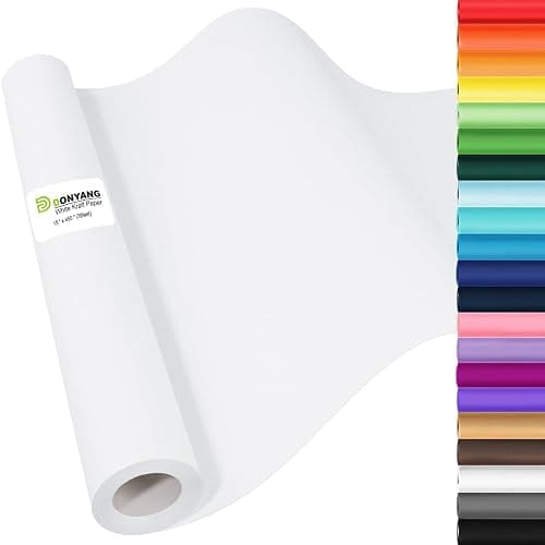 White Wrapping Paper Craft Paper Kraft Paper Roll 15" x 450", Bulletin Board Paper, Arts & Crafts, Gift Wrapping Packing Painting Drawing Paint Easel Poster Chart Decorative Paper, Kids Art Supplies - Image 1