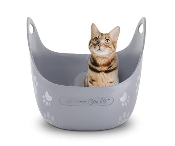 Litter Genie Cat Litter Box | Made with Flexible, Soft Plastic | Features High-Walls and Handles for Privacy and Portability - Image 1
