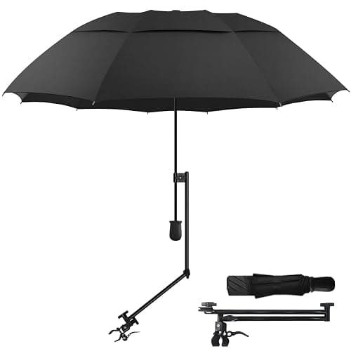 HOBVO UPF 50+ Golf Umbrella with Adjustable Universal Clamp, Portable Umbrellas for Rain, Manual Open & Close, for Beach Chair, Golf Cart, Stroller, Bleacher, Patio - Image 1