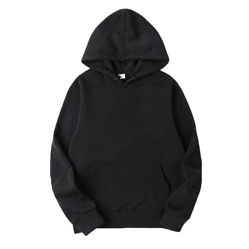 YOOJIA Unisex Men Women Long Sleeves Drawstring Hooded Sweatshirt Plain Pullover Hoodies Thermal Tops - Image 1