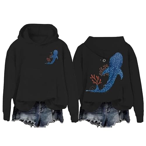 Whale Ocean Hoodie Whale Shark Sweatshirt Funny Shark Sweatshirt Unisex Christian Pullover Hoodie - X-Large - Black - Image 1