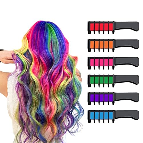Hair Chalk for Girls, Temporary Hair Color for Kids Washable Hair Dye Accessories Rainbow Comb Kit for Age 4 5 6 7 8 9 10 - Image 1