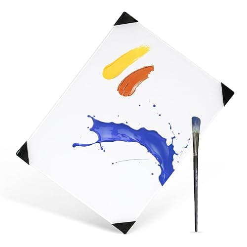 QUEENLINK Glass Palette for Oil Painting 12 x 9 Inches, Clear Paint Mixing Palette for Acrylic Painting, Ultra White, Painting Supplies for Use with All Art Media, Artists, Adults - Image 1