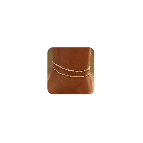 Ankle Bracelets for Women Gold Anklets for Women Waterproof 14K Gold Plated Anklet Ankle Bracelet Summer Jewelry Beach Jewelry Beach Accessories for Women Gift Non Tarnish Lightweight Hypoallergenic - Image 1
