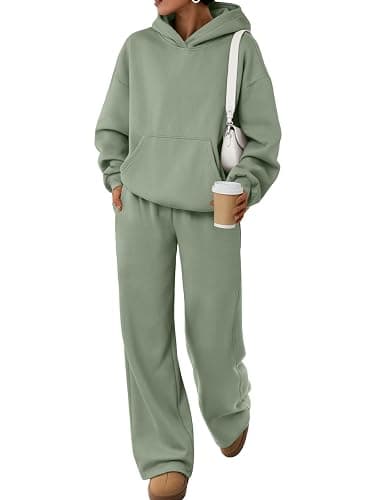 Trendy Queen 2 Piece Lounge Sweat Sets Plus Size Fall Fashion Matching Sweatsuits Wide Leg Pants Travel Outfit Winter Clothes - Image 1
