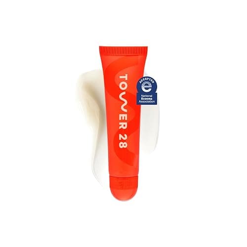 Tower 28 LipSoftie Tinted Lip Balm Treatment - Hydrating Glossy Balm + Overnight Lip Mask with Jojoba Oil + Shea Butter - Sweet, Cushiony Formula for Smooth, Soft Lips - SOS Vanilla (0.38 oz) - Image 1