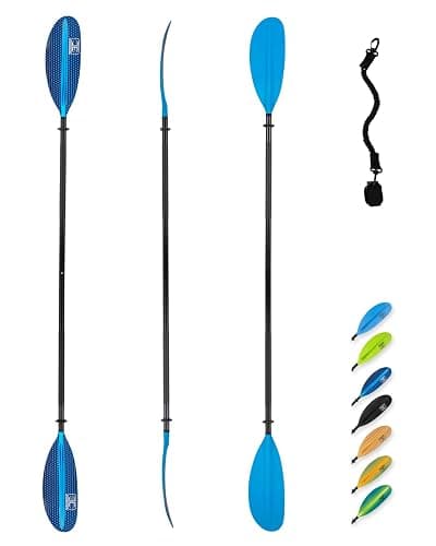 OCEANBROAD Kayak Paddle 86in/218cm, 90.5in/230cm, 95in/241cm Alloy Shaft Kayaking Boating Canoeing Oar with Paddle Leash - Image 1