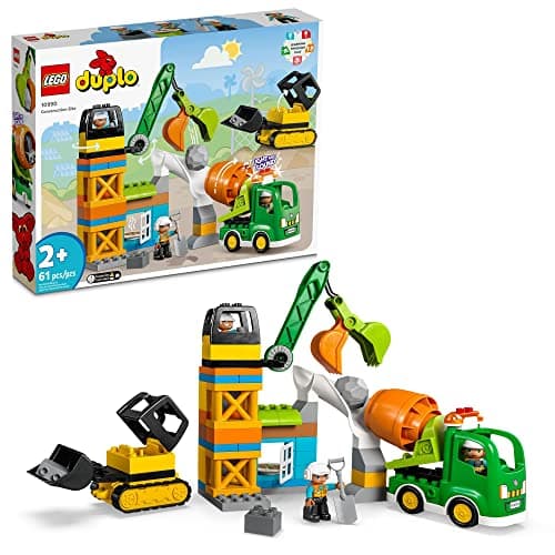 LEGO DUPLO Construction Site 10990 Educational Large Brick Building Set, Pretend Play Learning Toy with Bulldozer, Cement Mixer and Crane Toys, Sensory Toys for Toddlers, Boys and Girls Ages 2 and Up - Image 1