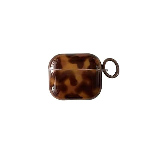 aaknhen Tortoise Shell Case for AirPods 4th Generation(2024) Brown Cheetah Print Case with Keychain Protective Cute Case with Lock for Women Men(for AirPods 4,Brown Tort) - Image 1
