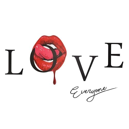 Maydahui Sexy Red Lips Wall Sticker Love Everyone Quotes Wall Decals Lips Tongue Wall Decal (16.2x39.4 Inch) Creative Home Murals Decor for Living Room Bedroom Hair Salon - Sexy Red Lip - Image 1