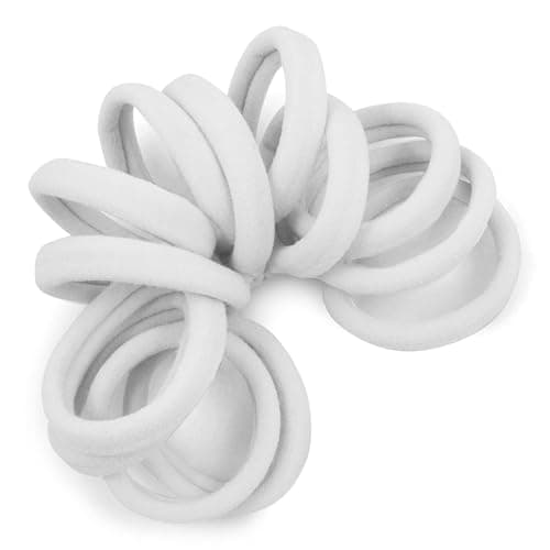 Cyndibands Seamless Hair Ties - White - Gentle Hair Ties No Damage, Standard Size 1.5 Inch, Soft and Stretchy Nylon Fabric Ponytail Holders - 12 Count - Image 1