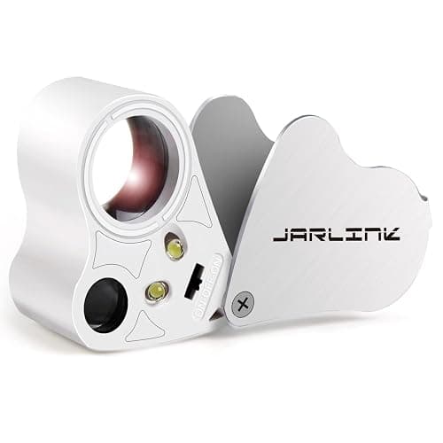 JARLINK 30X 60X Illuminated Jewelers Loupe Magnifier, Foldable Jewelry Magnifier with Bright LED Light for Gems, Jewelry, Coins, Stamps, etc - Image 1