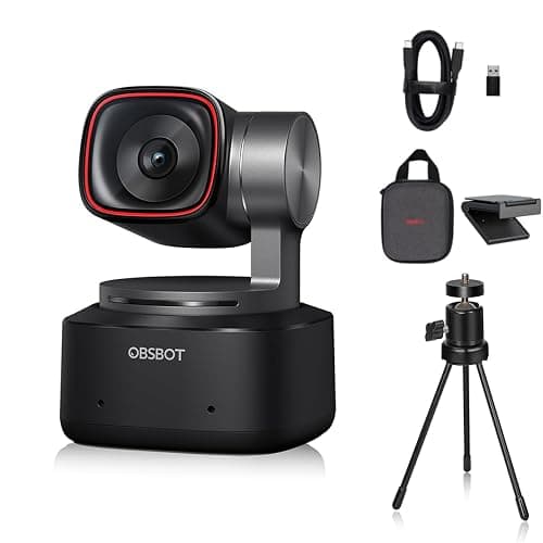 OBSBOT Tiny 2 AI-Powered PTZ 4K Webcam 1/1.5" CMOS 4X Faster Focusing USB 3.0 10x Faster Data Transmission Voice Control, W Table Mini Tripod - Image 1