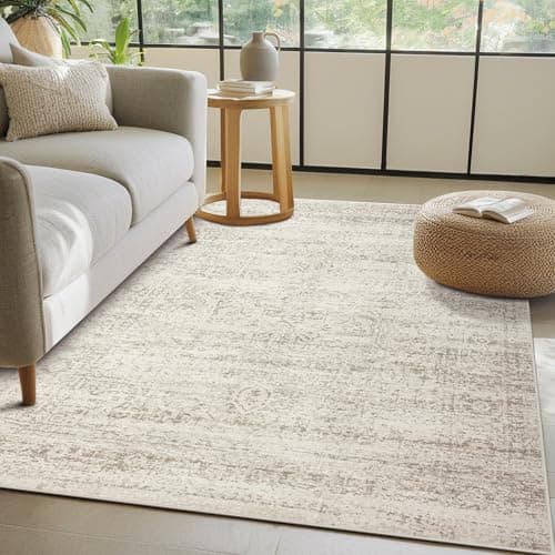 Srugn Washable Rugs 4x6 Area Rugs for Living Room,Bedroom,Kids Room,Nursery- Ultra Soft Faux Wool Small Carpets,Non Slip&Non-Shedding Low Pile Vintage Print Rugs for Enterway,Home Office Decor - Image 1