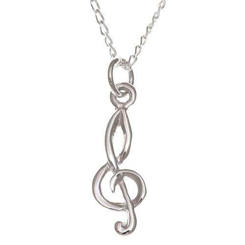 Alexander Castle 925 Sterling Silver Treble Clef Pendant Necklace with 18" Silver Chain & Jewellery Gift Box - Music Gift for Women - Image 1