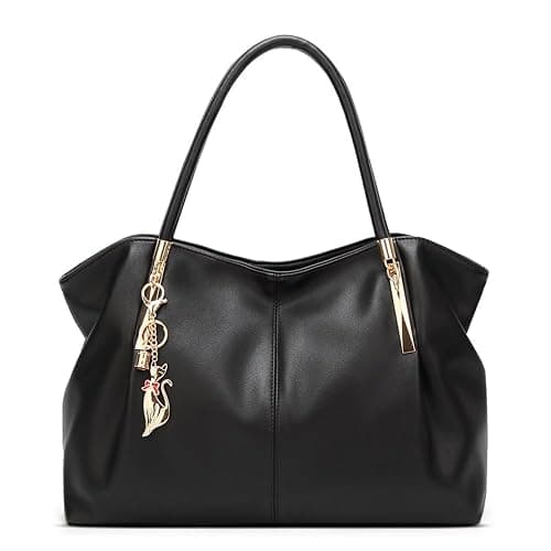 Pahajim Tote Bags for Women PU Leather Shoulder Bags Women with Zip Waterproof Bag Simple and Lightweight Ladies Handbags for Work Shopping Bag - Image 1