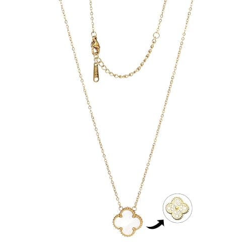 POLYREAL Lucky Clover Necklace For Women Girls, 18K Gold Plated Cute Fashion Simple Girls Titanium Steel Hypoallergenic Pendant - Image 1
