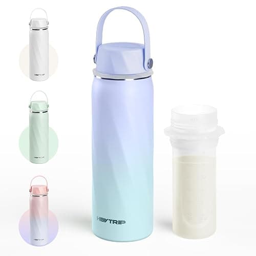 HEYTRIP Vacuum Insulated Breastmilk Cooler Bottle, 20oz Stainless Steel Portable Breastmilk Chiller, Reusable Storage Container Keeps Milk Fresh for 36+ Hours, TSA Approved, Violet Aurora - Image 1