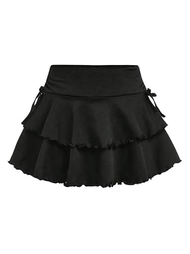 SOLY HUX Girl's Cute Mini Skirts High Waisted Ruffle Layered Skirts Swing Flowy Skater Tennis Skirt - Image 1
