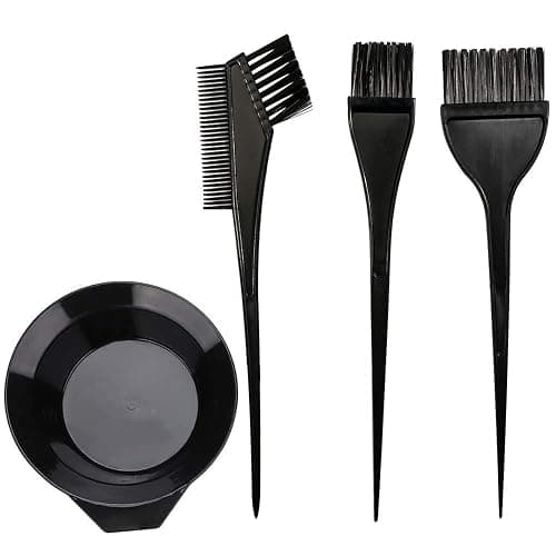 MOONMINI Hair Dye Color Brush and Bowl Set, Color Bowl Brushes Tool Mixing Bowl Kit Tint Comb for Hair Tint Dying Coloring Applicator (Black) - Image 1