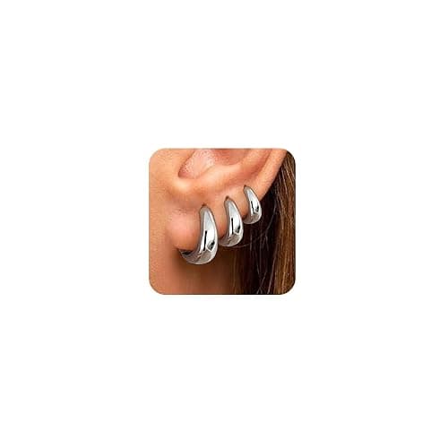 Gold Hoop Earrings for Women 14K Gold Plated Hoops Simple Gold Huggie Small Hoop Earrings Set Cartilage Hypoallergenic Earrings Everyday Jewelry for Women - Image 1