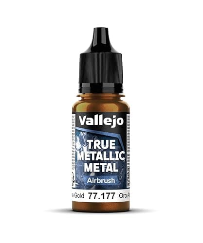Vallejo - Arcane Gold Airbrush | True Metallic Metal TMM | Acrylic Colors for Painting Metal Effects on Fantasy, Historical, and Wargaming Miniatures | 18 ml (0.6 fl.oz.) - Image 1
