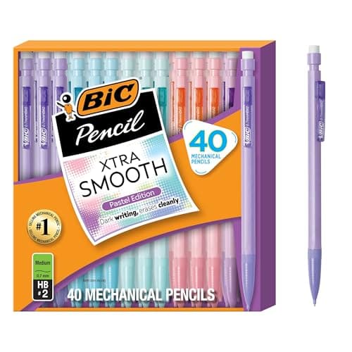 BIC Xtra-Smooth Pastel Mechanical Pencils with Erasers, Medium Point (0.7 mm), Bulk School Supplies for Students and Teachers, 40-Count Pack - Image 1