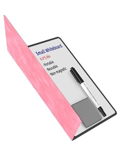 Mehaving Portable Small White Board Dry Erase Board, Reusable 9.5 * 6.6in Notebook Memo, Office Home Supplies Desk Accessories MH760 (Pink) - Image 1