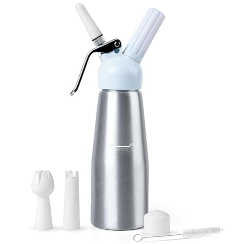 NATUREKIT Professional Whipped Cream Dispenser,Aluminum Body 1-Pint / 500 ml,Cream Maker with 3 Plastic Decorating Tips and 1 Cleaning Brush - Image 1