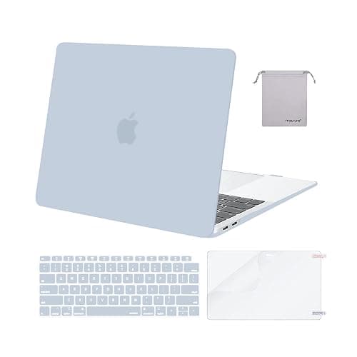 MOSISO Compatible with MacBook Air 13 inch Case M1 Chip 2021-2018 Release A2337 A2179 A1932, Plastic Hard Shell&Keyboard Cover&Screen Film&Storage Bag for MacBook Air 13.3 inch Case, Baby Blue - Image 1