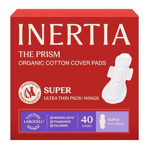 INERTIA The Prism Super – Truly Organic Ultra Thin & Leak-Proof Organic Cotton Korean Pads with Wings | Heavy Absorbency | Hypoallergenic, Super Absorbent, Chlorine-Free & Fragrance-Free (40 Count) - Image 1