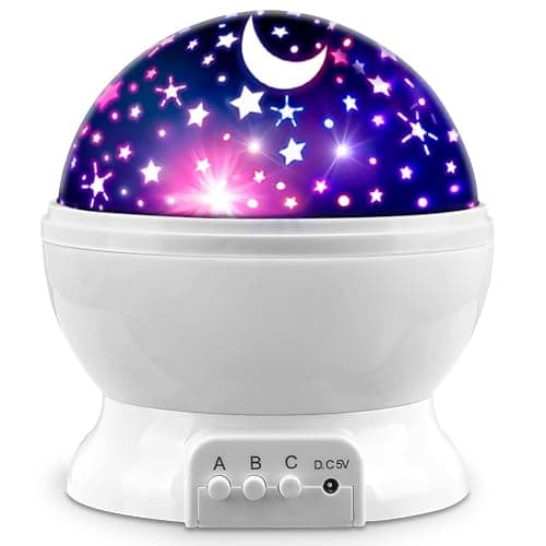 MOKOQI Star Projector Night Lights for Kids, Fun Gifts for 1-4-6-14 Year Old Girl and Boy, Projection Lamp for Kids Bedroom Ceiling, Stars and Moon for Child Asleep Peacefully (White) - Image 1