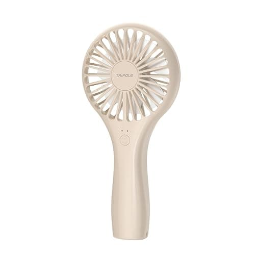TriPole Mini Portable Fan Powerful Personal Handheld Fans, Battery Operated Rechargeable Fan Speed Adjustable Small Eyelash Fans for Stylish Kids Girls Women Indoor Outdoor Travelling, Beige - Image 1
