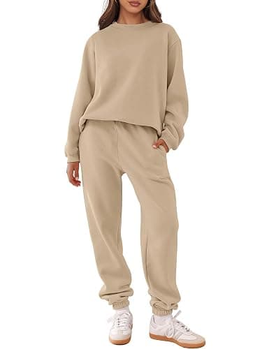 ANRABESS Women's Two Piece Outfits Sweatsuit Lounge Set Long Sleeve Crewneck Sweatshirt Jogger Pants Tracksuit 2025 Fall Sets - Image 1
