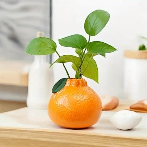 Orange Design Ceramic Vase,Suitable for Hydroponics Decorative Ceramic Vase for Living Room, Bookshelf, Office Home Decor - Image 1