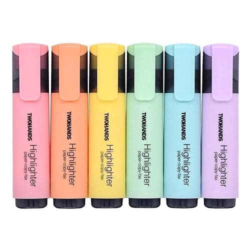 TWOHANDS Highlighter,Chisel Tip Marker Pen,6 Assorted Pastel Colors,20079 - Pastel - 1 Count (Pack of 6) - Image 1