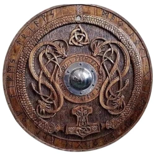 Viking Shield 24" Wooden Shield Medieval Shield Heavy Metal Norse Wooden Shield Decor Shield Royal Shield Fantasy Shields Battle Ready Shields - Image 1
