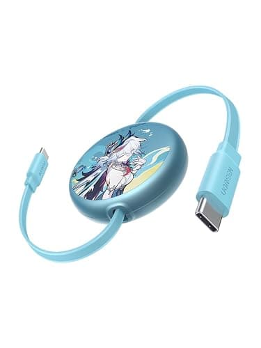 UGREEN Nexode 100W Retractable Cable Honkai: Star Rail, Glacier Blue, 3.3FT | USB C Charger Cable for iPhone 17/16, MacBook Pro/Air, Galaxy S26/S25, iPad Pro/Air, Pixel 10/9, Switch, AirPods - Image 1